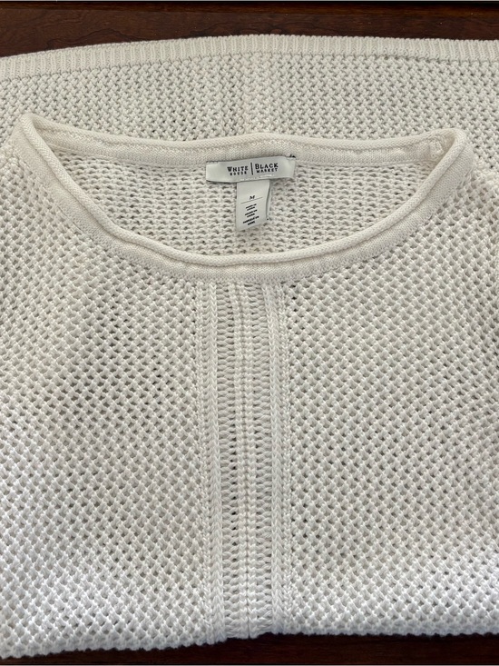 White House Black Market Tops - White House Black Market White Open Crochet Knit Cover-up/Pullover Sweater Sz M